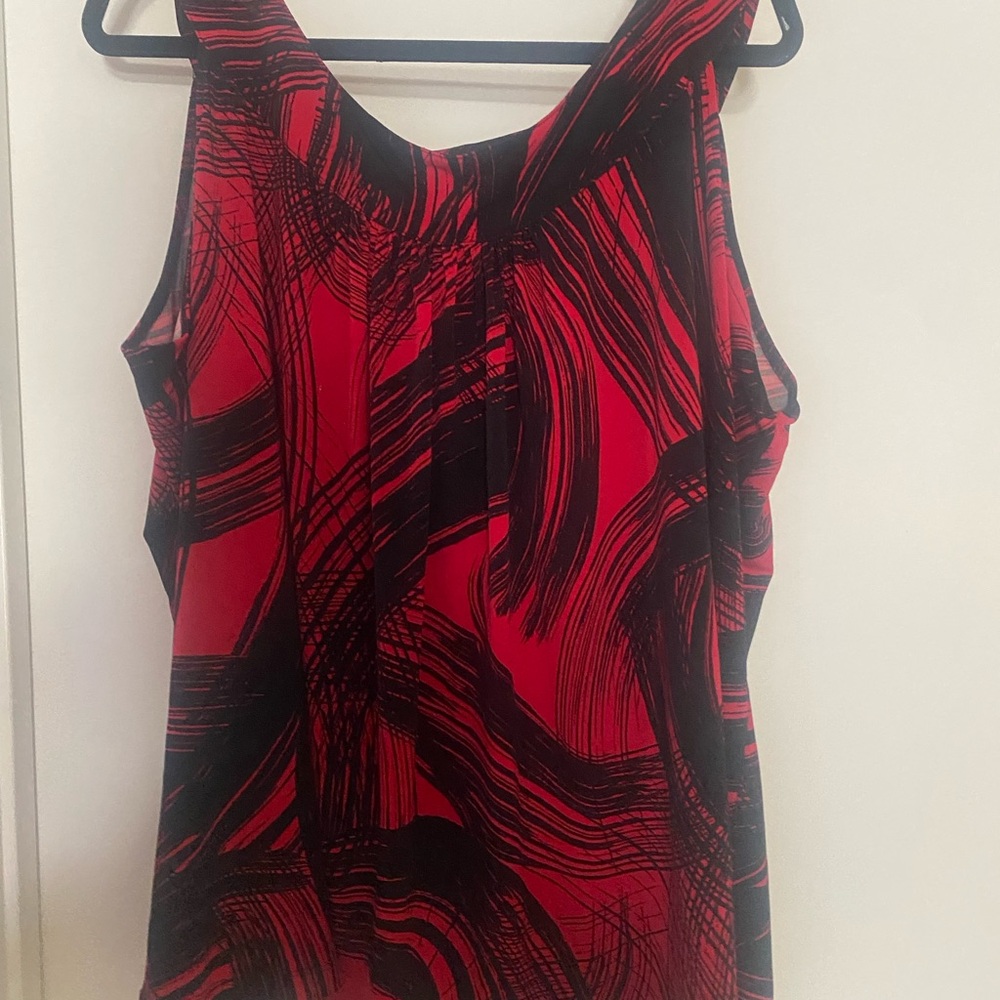 Calvin Klein Red & Black Abstract Sleeveless Camisole